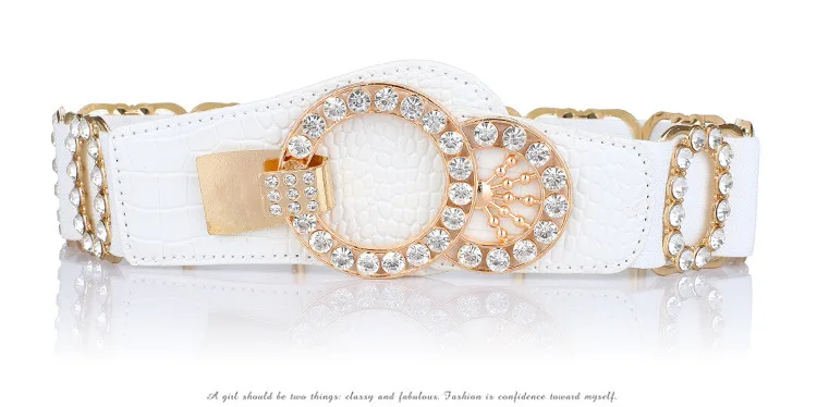 Women's Waist Belt, Women's Decorative Belt Fashionable Elastic Women's Diamond Inlay, Elastic Waistband, Widened Waist Belt