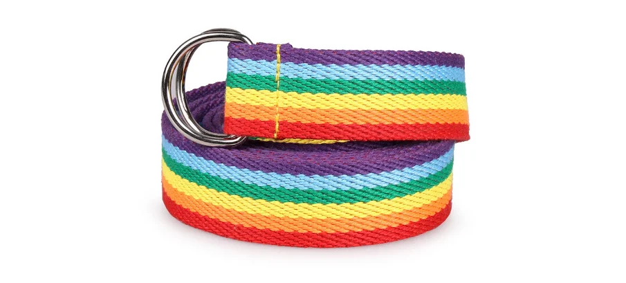 Fashion Long Waist Belt for Women Lady Pretty Canvas Trendy Rainbow Colors Thin Skinny Waist Belt Dress Accessory Clothes Gift