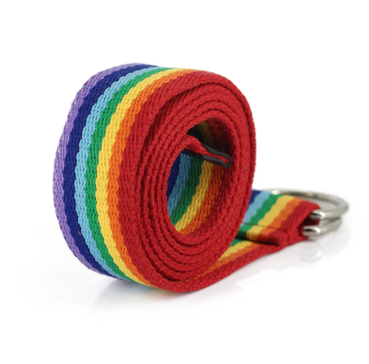 Fashion Long Waist Belt for Women Lady Pretty Canvas Trendy Rainbow Colors Thin Skinny Waist Belt Dress Accessory Clothes Gift