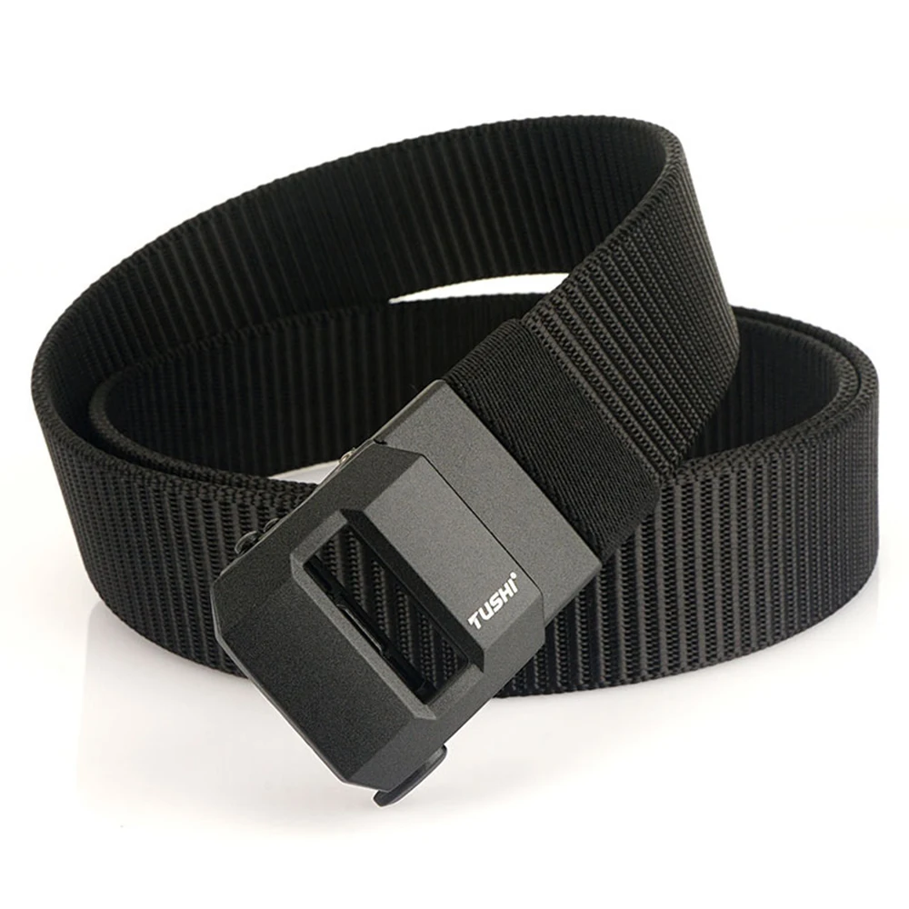 TUSHI New Fashion Men's Belt Designer Belts Alloy Automatic Buckle Canvas Belt Sports Belt Large Size 120-150cm Automatic Belt