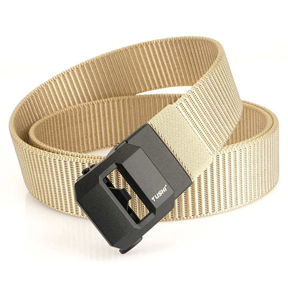 TUSHI New Fashion Men's Belt Designer Belts Alloy Automatic Buckle Canvas Belt Sports Belt Large Size 120-150cm Automatic Belt