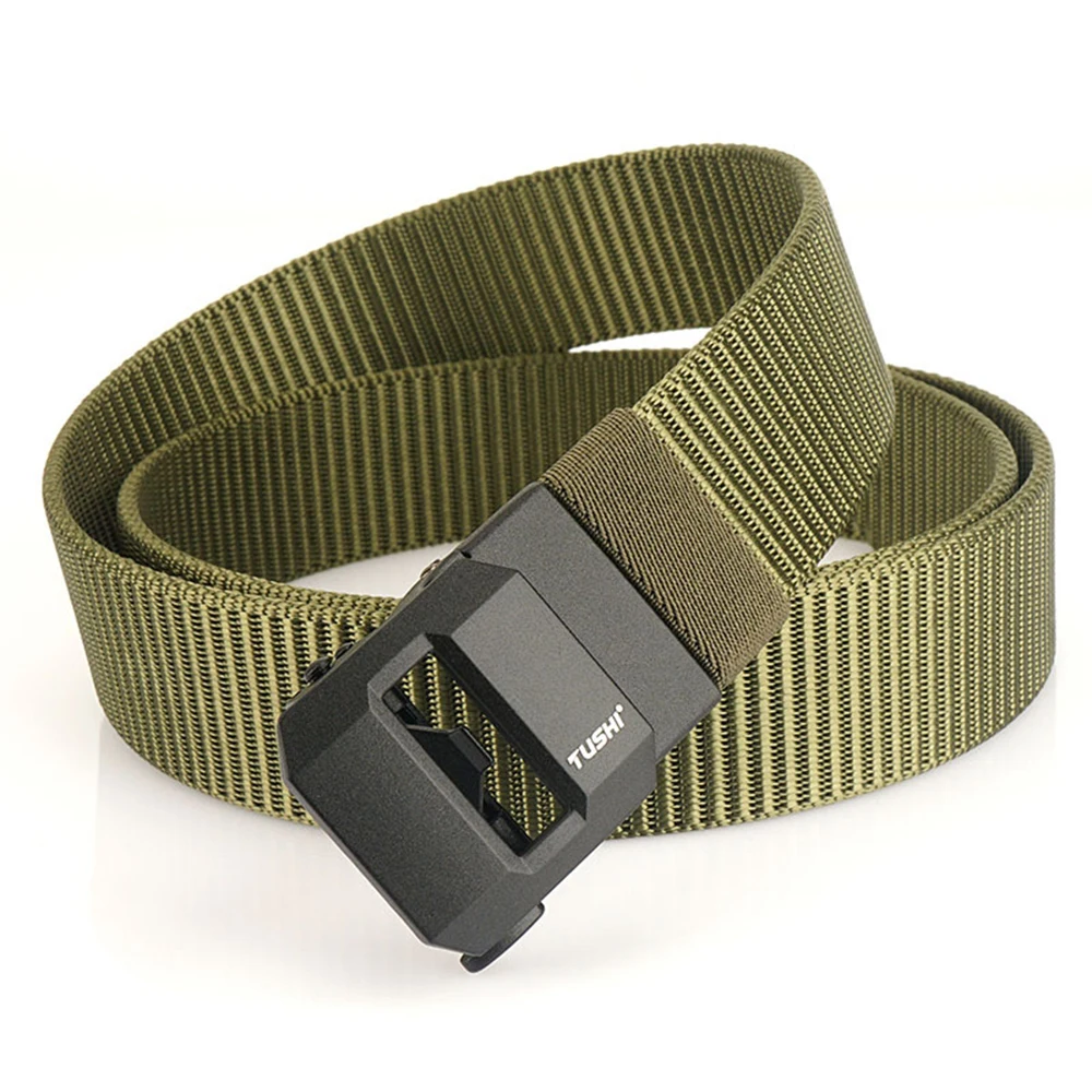 TUSHI New Fashion Men's Belt Designer Belts Alloy Automatic Buckle Canvas Belt Sports Belt Large Size 120-150cm Automatic Belt