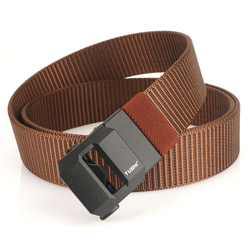 TUSHI New Fashion Men's Belt Designer Belts Alloy Automatic Buckle Canvas Belt Sports Belt Large Size 120-150cm Automatic Belt
