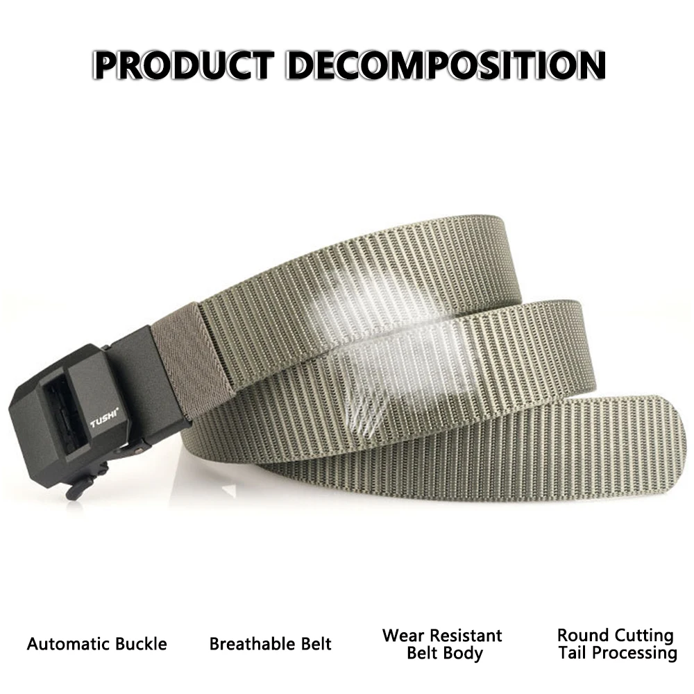 TUSHI New Fashion Men's Belt Designer Belts Alloy Automatic Buckle Canvas Belt Sports Belt Large Size 120-150cm Automatic Belt