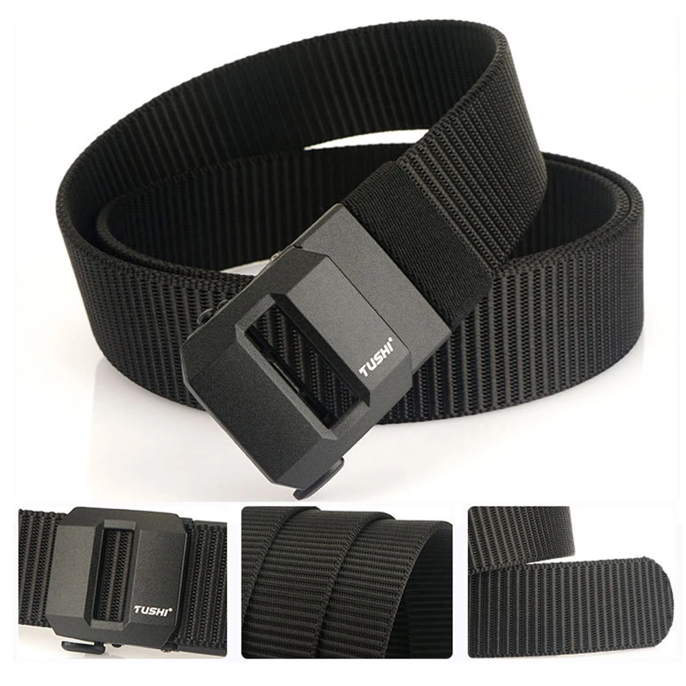 TUSHI New Fashion Men's Belt Designer Belts Alloy Automatic Buckle Canvas Belt Sports Belt Large Size 120-150cm Automatic Belt