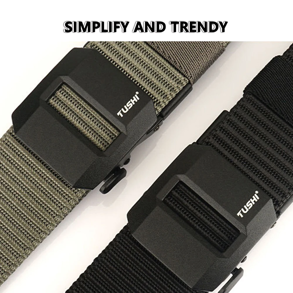 TUSHI New Fashion Men's Belt Designer Belts Alloy Automatic Buckle Canvas Belt Sports Belt Large Size 120-150cm Automatic Belt
