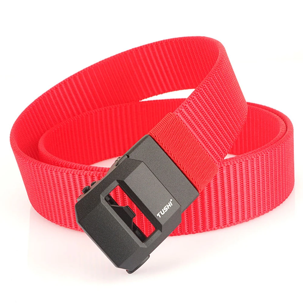 TUSHI New Fashion Men's Belt Designer Belts Alloy Automatic Buckle Canvas Belt Sports Belt Large Size 120-150cm Automatic Belt