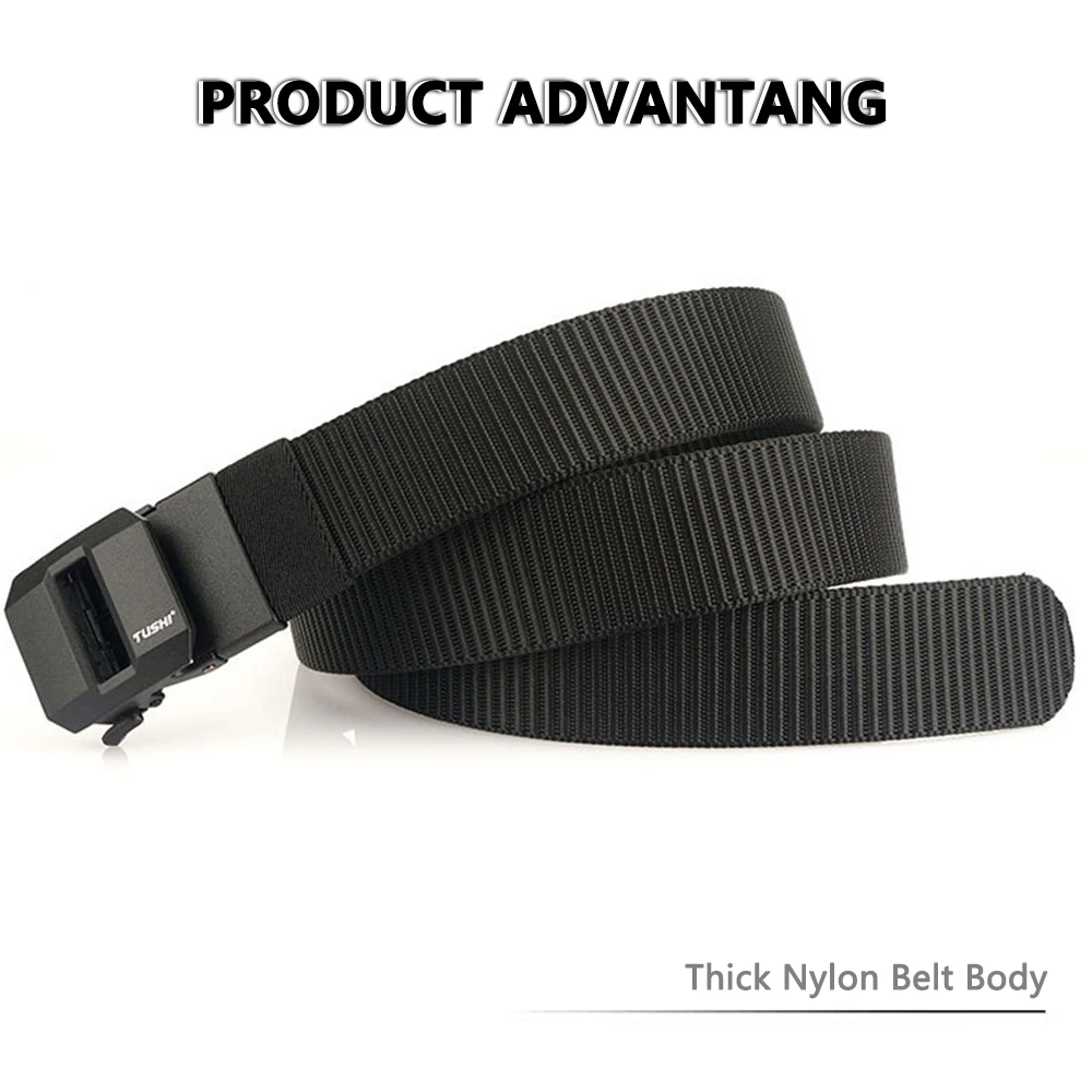 TUSHI New Fashion Men's Belt Designer Belts Alloy Automatic Buckle Canvas Belt Sports Belt Large Size 120-150cm Automatic Belt