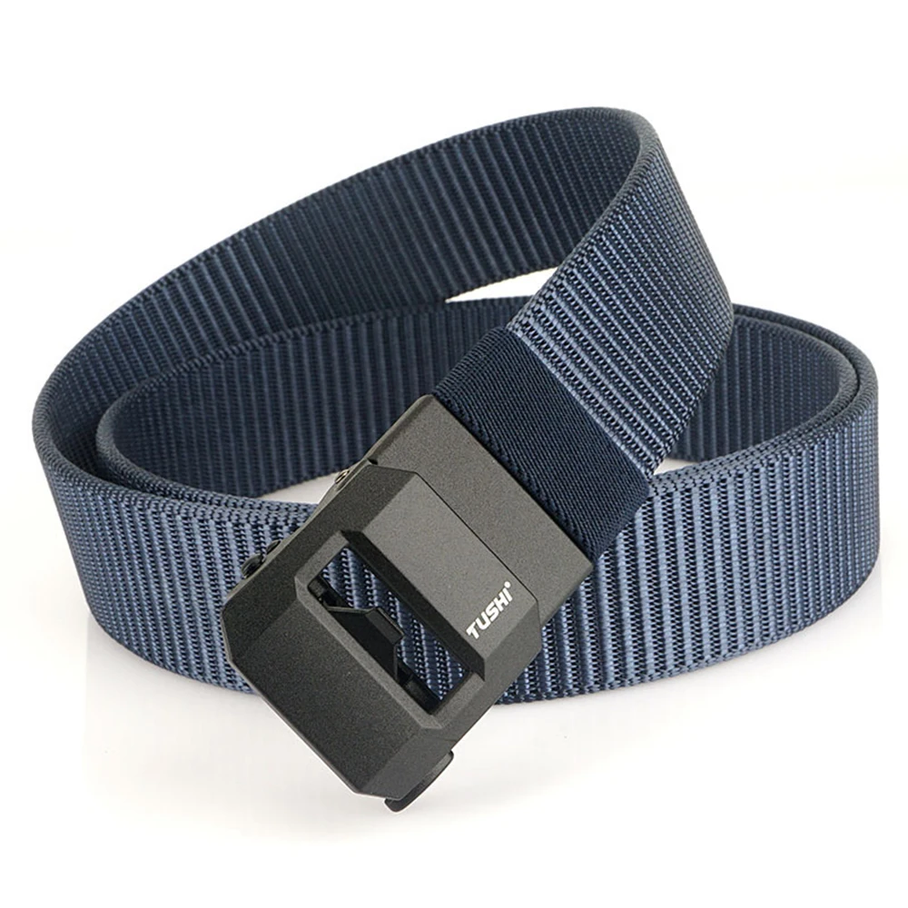 TUSHI New Fashion Men's Belt Designer Belts Alloy Automatic Buckle Canvas Belt Sports Belt Large Size 120-150cm Automatic Belt