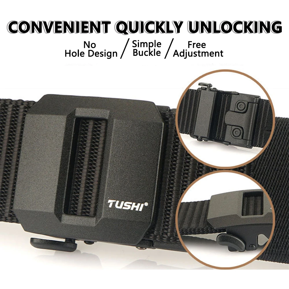 TUSHI New Fashion Men's Belt Designer Belts Alloy Automatic Buckle Canvas Belt Sports Belt Large Size 120-150cm Automatic Belt