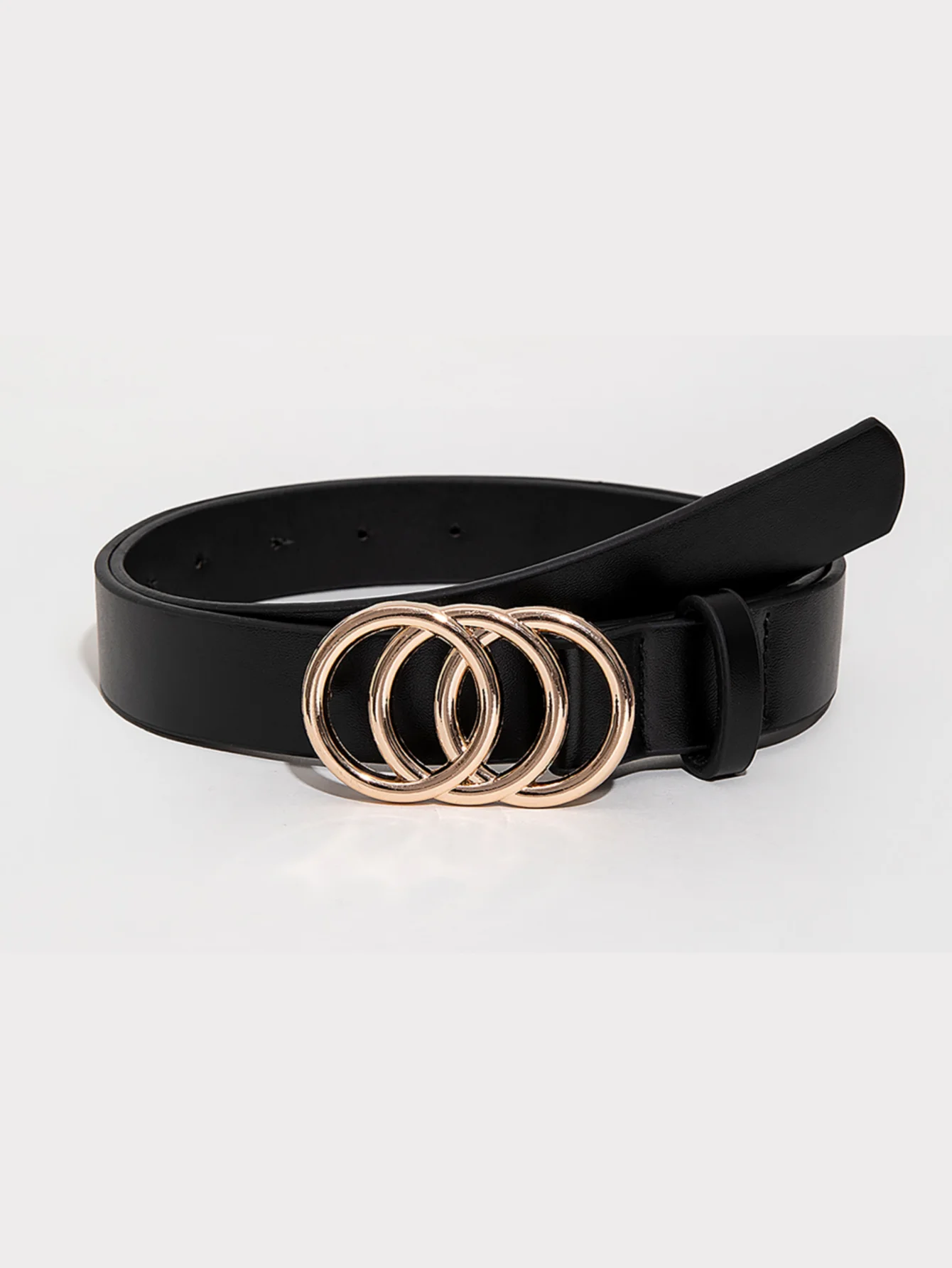 1pc women's light luxury casual multi-color three-circle metal buckle belt for jeans, a versatile decorative belt