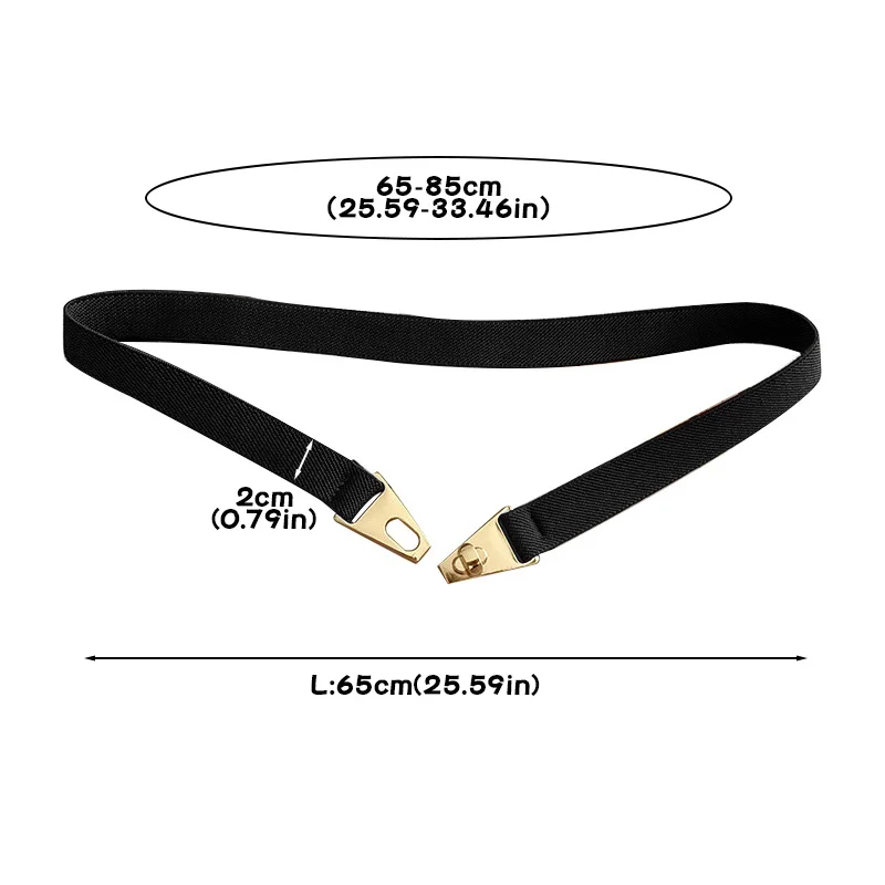 Fashion Gold Metal Knob Buckle Stretch Belt Women Thin Solid Color Slim Body Waist Belts Lady Coat Dress Shirt Skinny Waistband