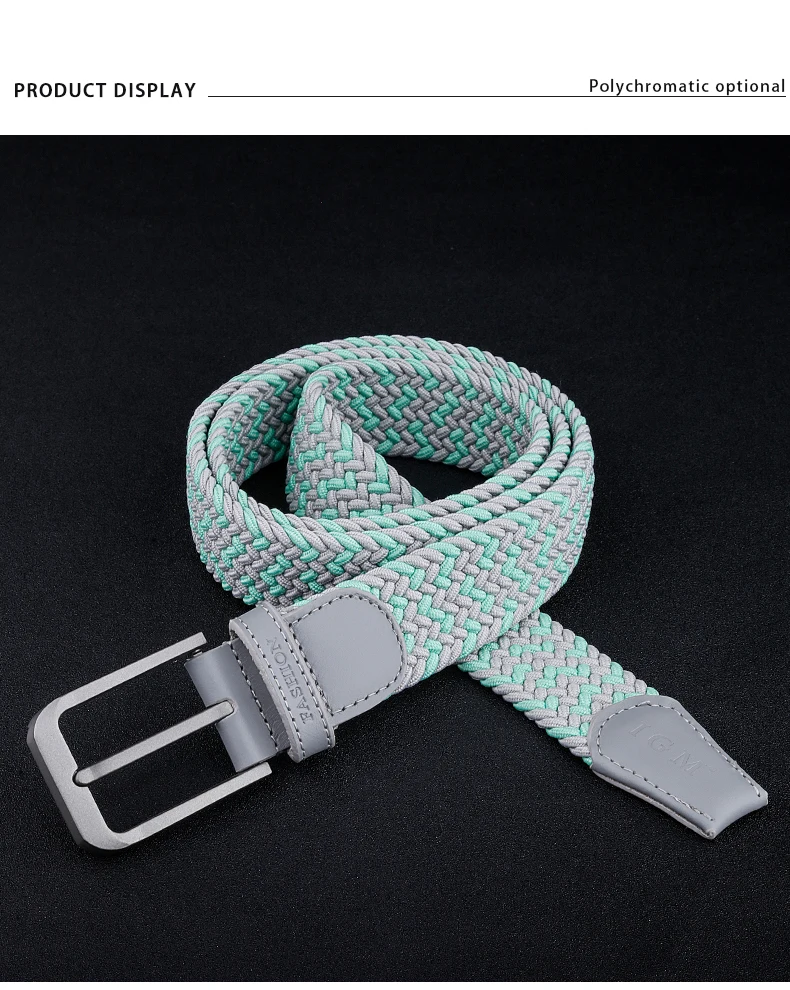 Men fashion all metal needle buckle canvas elastic elastic jeans braided belt