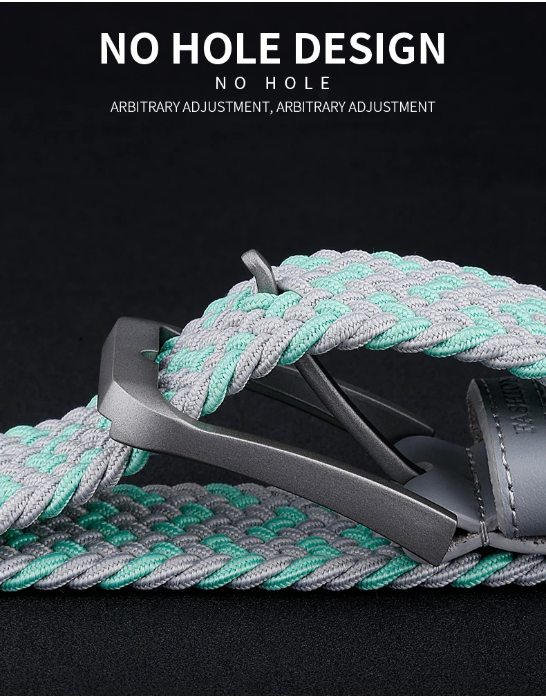 Men fashion all metal needle buckle canvas elastic elastic jeans braided belt
