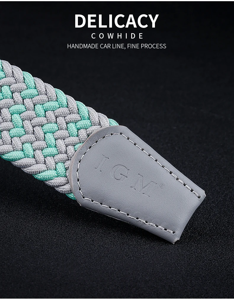 Men fashion all metal needle buckle canvas elastic elastic jeans braided belt