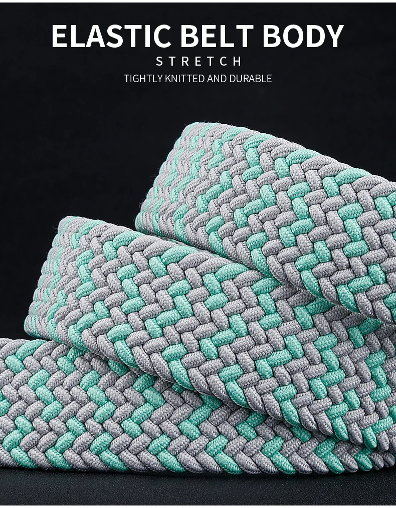 Men fashion all metal needle buckle canvas elastic elastic jeans braided belt