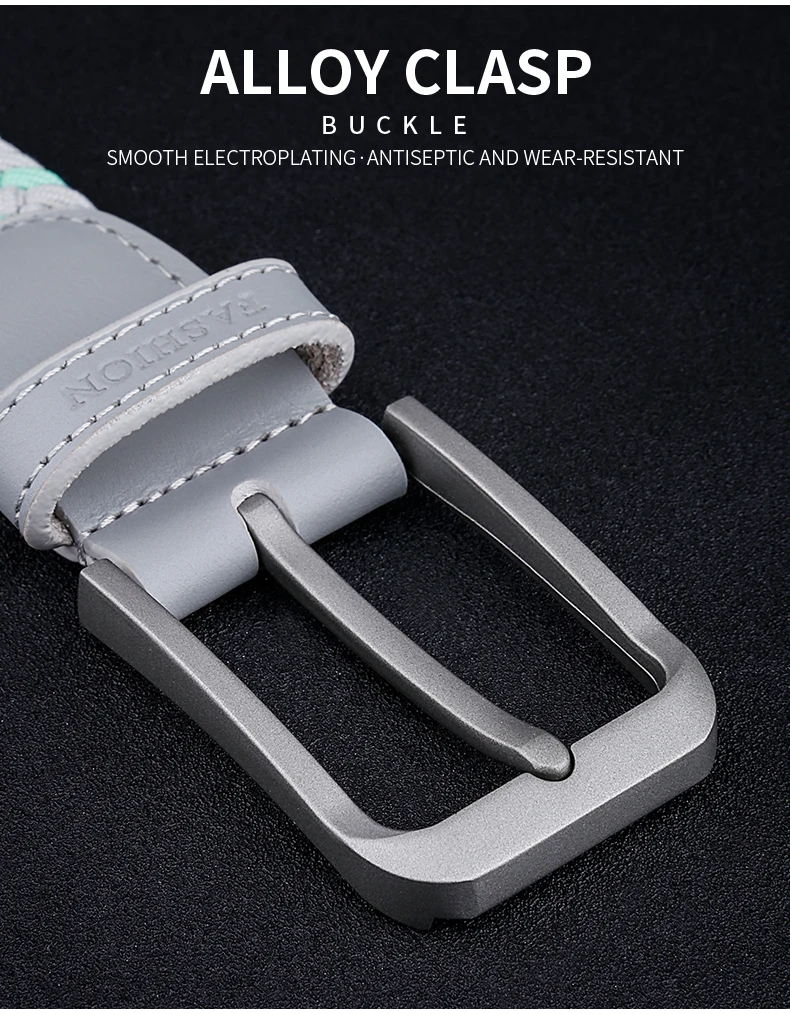Men fashion all metal needle buckle canvas elastic elastic jeans braided belt