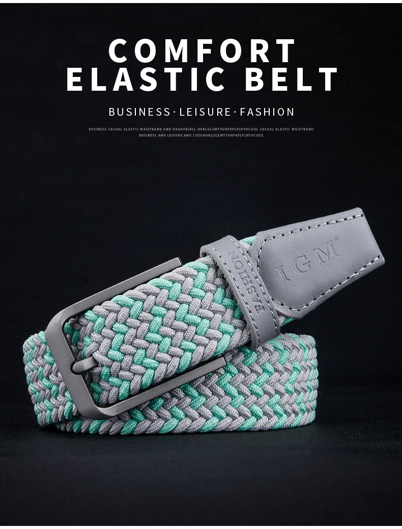 Men fashion all metal needle buckle canvas elastic elastic jeans braided belt
