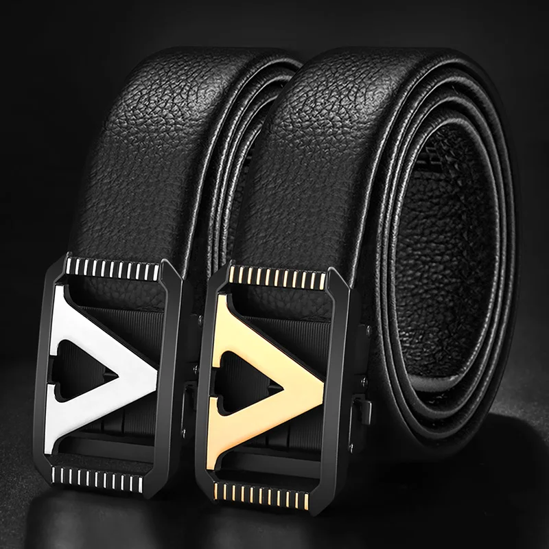 V Letter Luxury Famous Brand Genuine Leather Belt  High quality Designer Belts Men Fashion Men Classic Exquisite Waist Strap