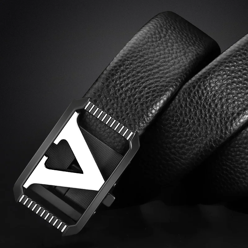 V Letter Luxury Famous Brand Genuine Leather Belt  High quality Designer Belts Men Fashion Men Classic Exquisite Waist Strap
