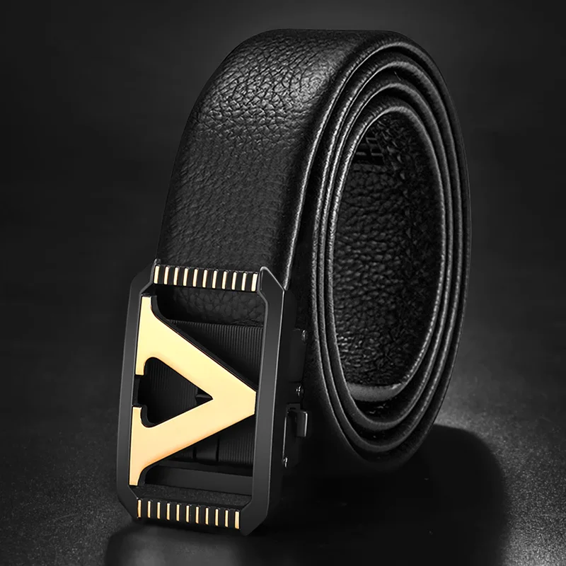 V Letter Luxury Famous Brand Genuine Leather Belt  High quality Designer Belts Men Fashion Men Classic Exquisite Waist Strap