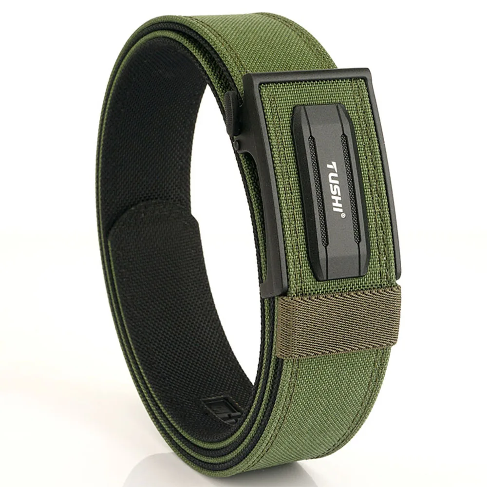 TUSHI New Hard Tactical Belt for Men Metal Automatic Buckle IPSC Gun Belt 1100D Nylon Military Belt Outdoor Sports Girdle Male