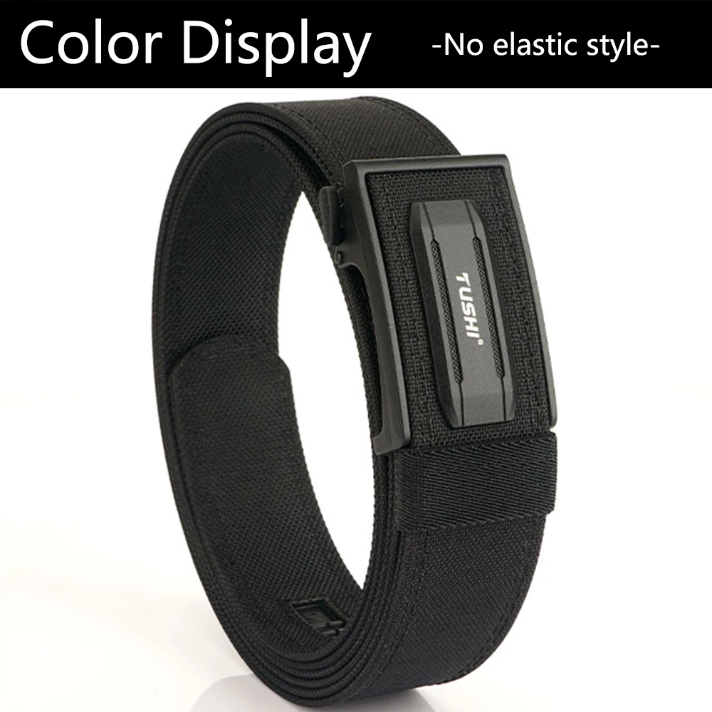 TUSHI New Hard Tactical Belt for Men Metal Automatic Buckle IPSC Gun Belt 1100D Nylon Military Belt Outdoor Sports Girdle Male