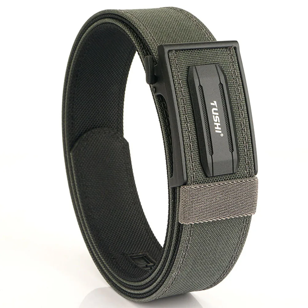 TUSHI New Hard Tactical Belt for Men Metal Automatic Buckle IPSC Gun Belt 1100D Nylon Military Belt Outdoor Sports Girdle Male