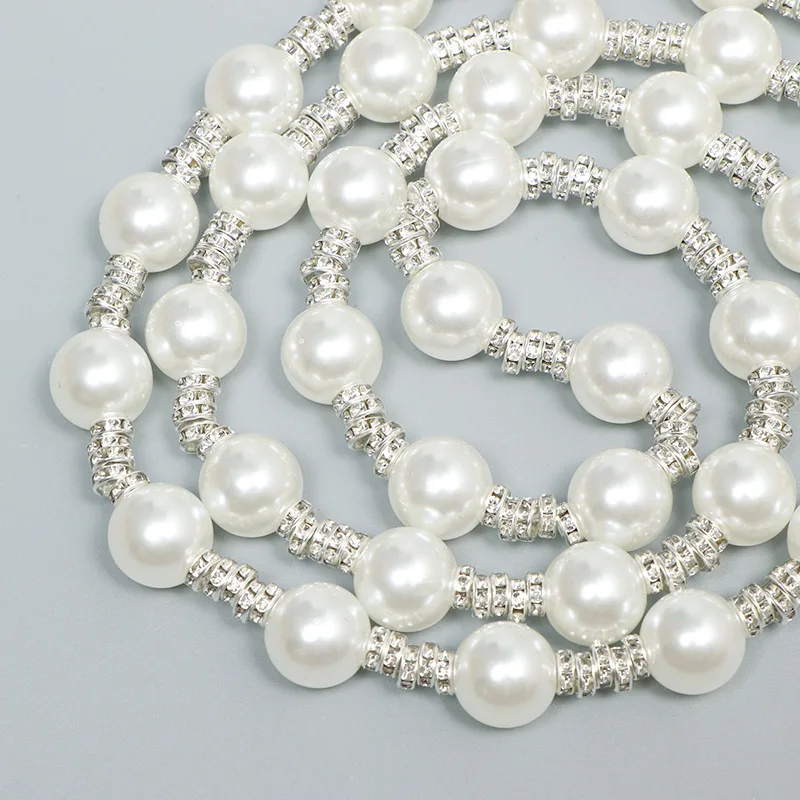Shiny Rhinestone Pearl Waist Chain for Women Elegant Adjustable Long Body Chain Belts Dress Coat Decor Straps Fashion Accessory