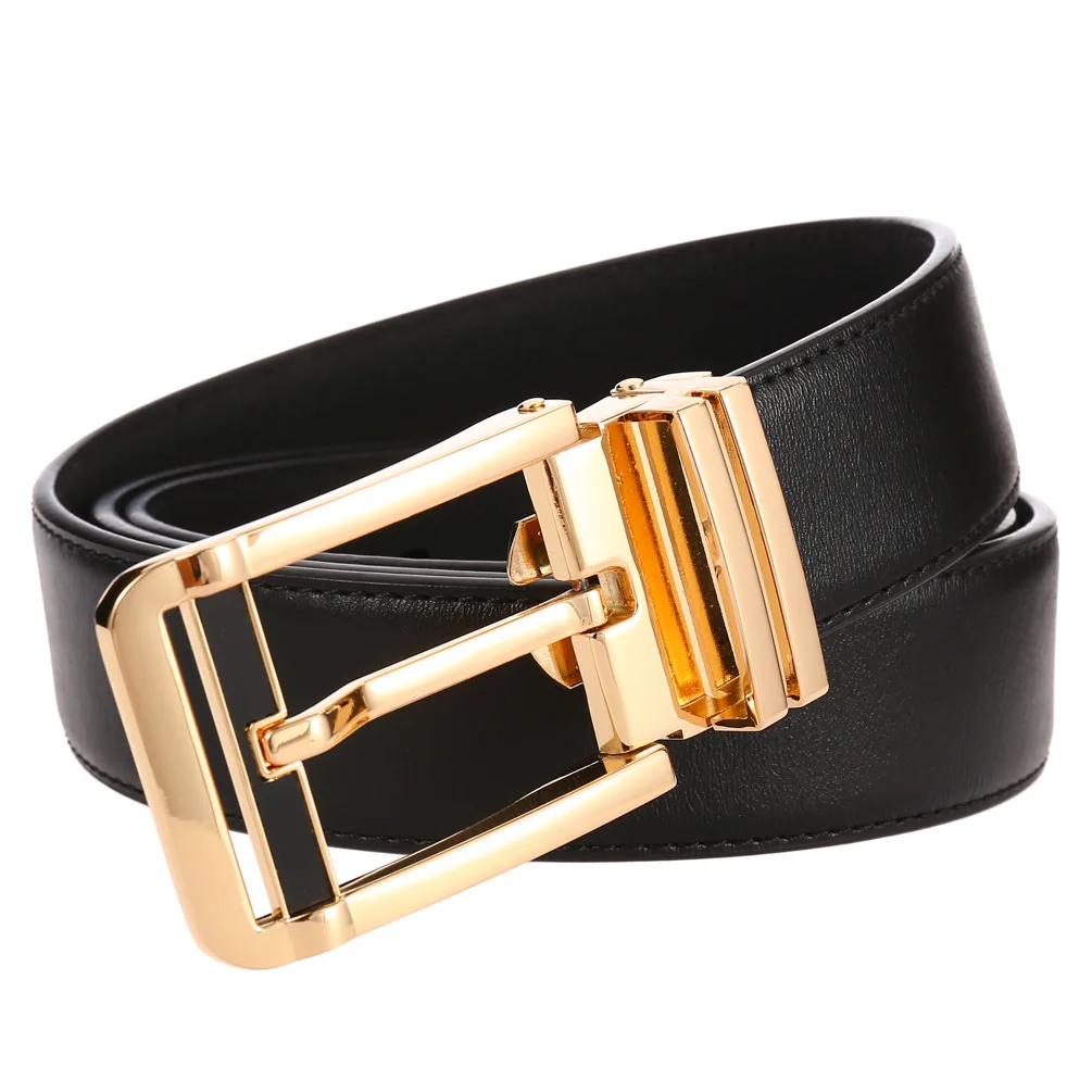 New Men's Belts Business Simple Pin Buckle Genuine Leather Men's Belt Luxury High Quality Casual Male Waist Band Cowhide 3.5cm