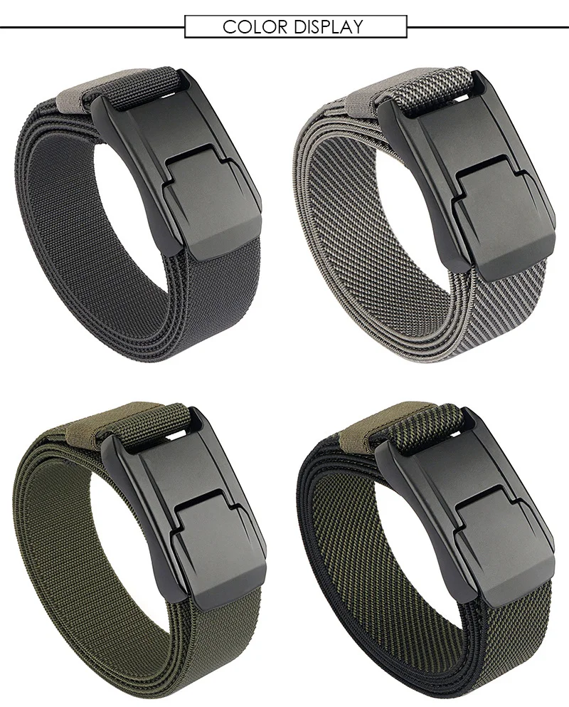 New Stretch Belt For Men and Women Hard Alloy Quick Release Buckle Strong Real Nylon Unisex Elastic Belt Overalls Work Belt