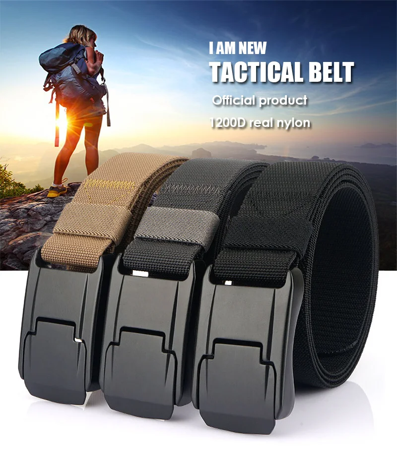 New Stretch Belt For Men and Women Hard Alloy Quick Release Buckle Strong Real Nylon Unisex Elastic Belt Overalls Work Belt