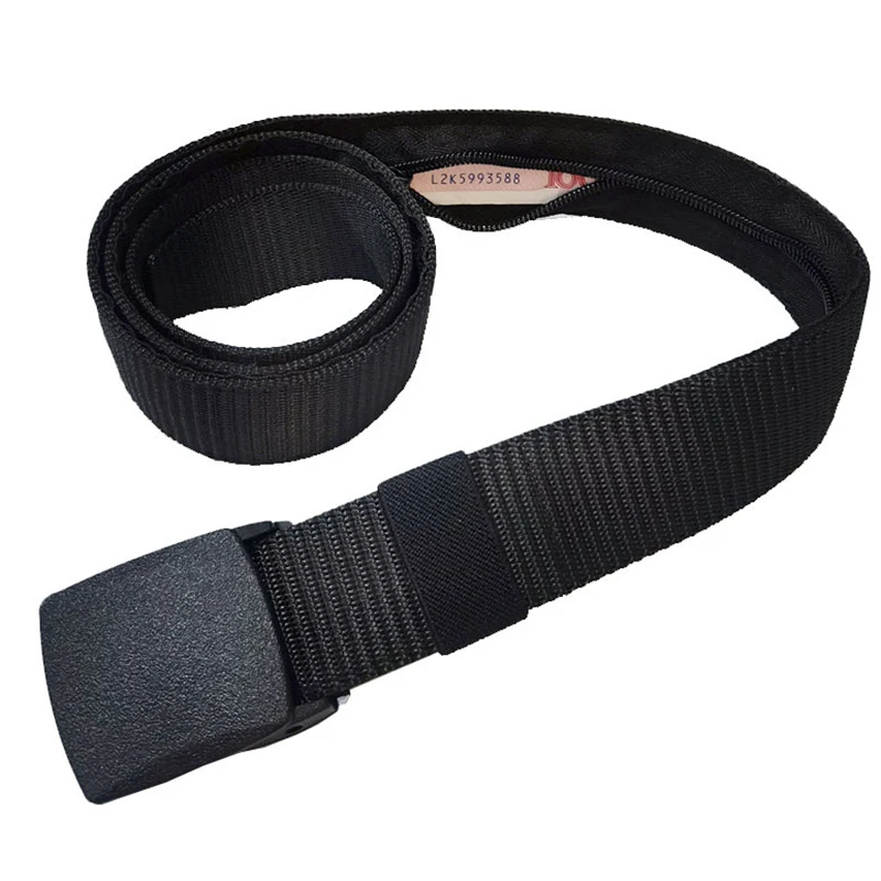 Men Travel Anti Theft Belt Nylon Waist Strap with Zipper Hidden Secret Money Pocket Outdoor Safety Belt for Daily Use 6 Color