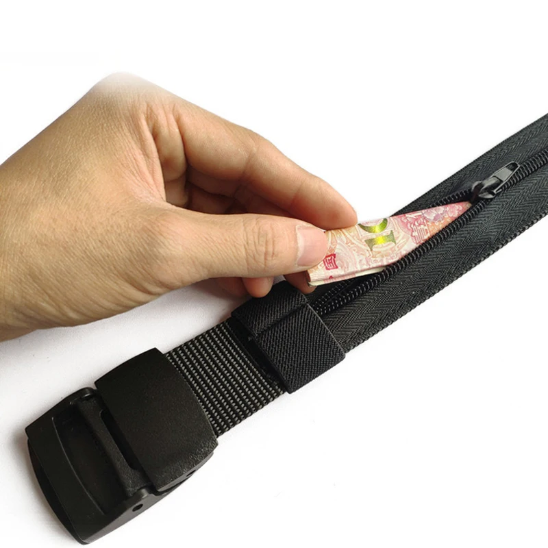Men Travel Anti Theft Belt Nylon Waist Strap with Zipper Hidden Secret Money Pocket Outdoor Safety Belt for Daily Use 6 Color