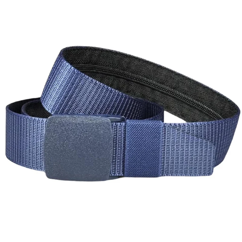 Men Travel Anti Theft Belt Nylon Waist Strap with Zipper Hidden Secret Money Pocket Outdoor Safety Belt for Daily Use 6 Color