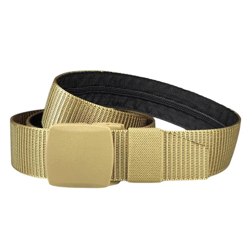 Men Travel Anti Theft Belt Nylon Waist Strap with Zipper Hidden Secret Money Pocket Outdoor Safety Belt for Daily Use 6 Color