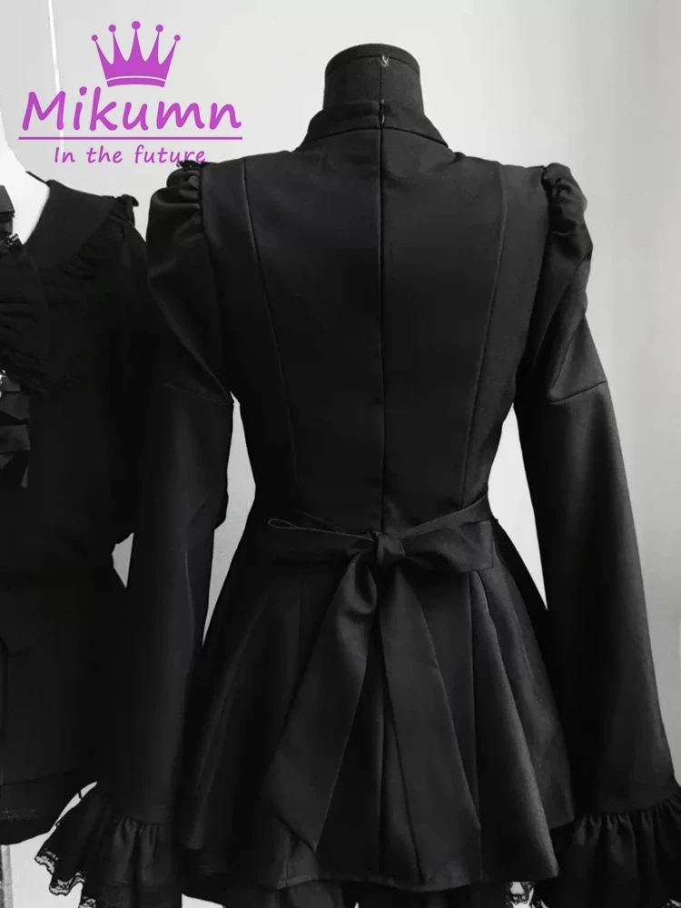 Mikumn Harajuku Y2k Japanese Lolita Style Dress With Shorts Kawaii Vestidos Women Gothic Lace Bow Flare Sleeve Party Mini Dress