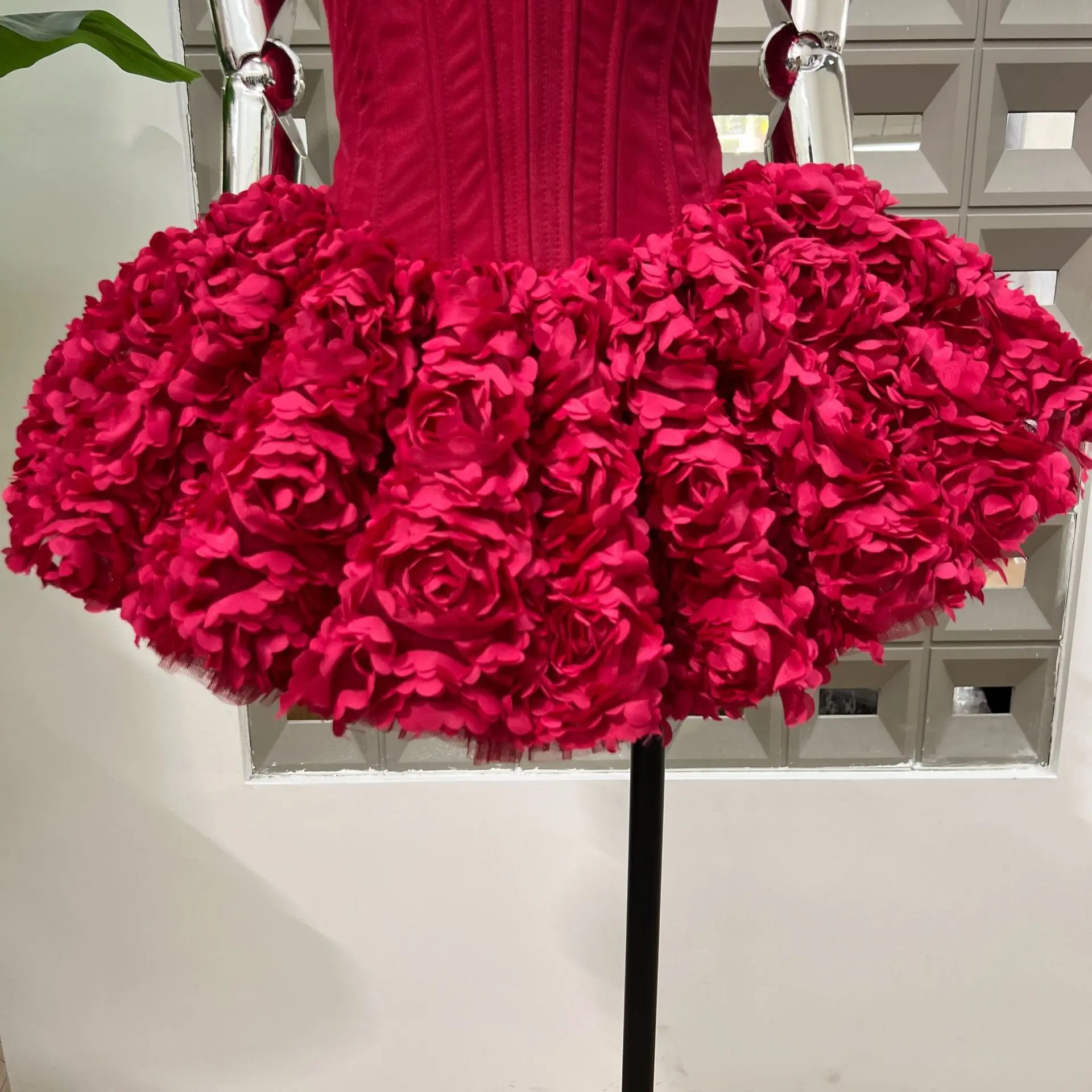 Sexy Strapless Floral Ruffles A Line Mini Dresses for Women Elegant Sleeveless Backless Slim Gowns Party Birthday Cocktail Dress