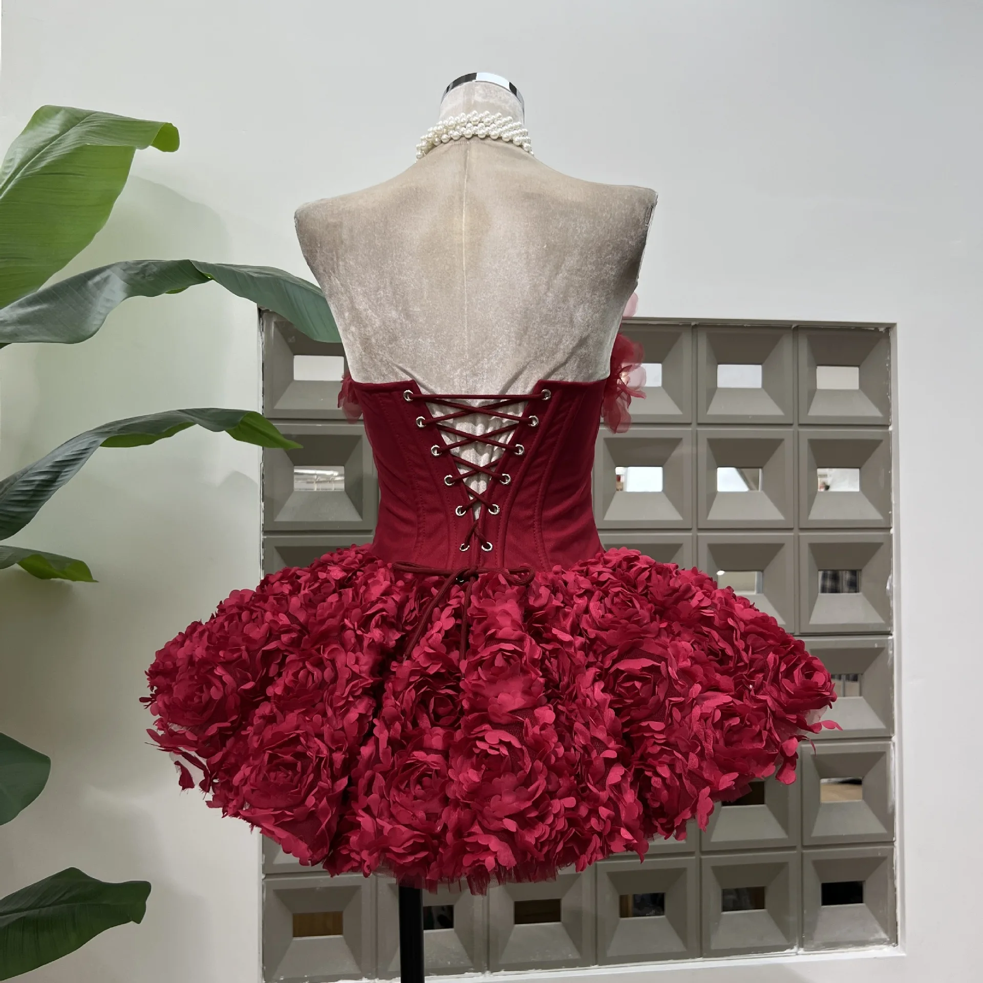 Sexy Strapless Floral Ruffles A Line Mini Dresses for Women Elegant Sleeveless Backless Slim Gowns Party Birthday Cocktail Dress