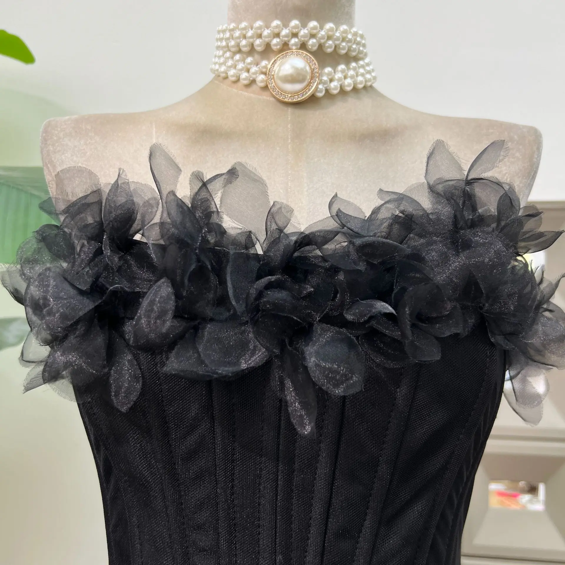 Sexy Strapless Floral Ruffles A Line Mini Dresses for Women Elegant Sleeveless Backless Slim Gowns Party Birthday Cocktail Dress