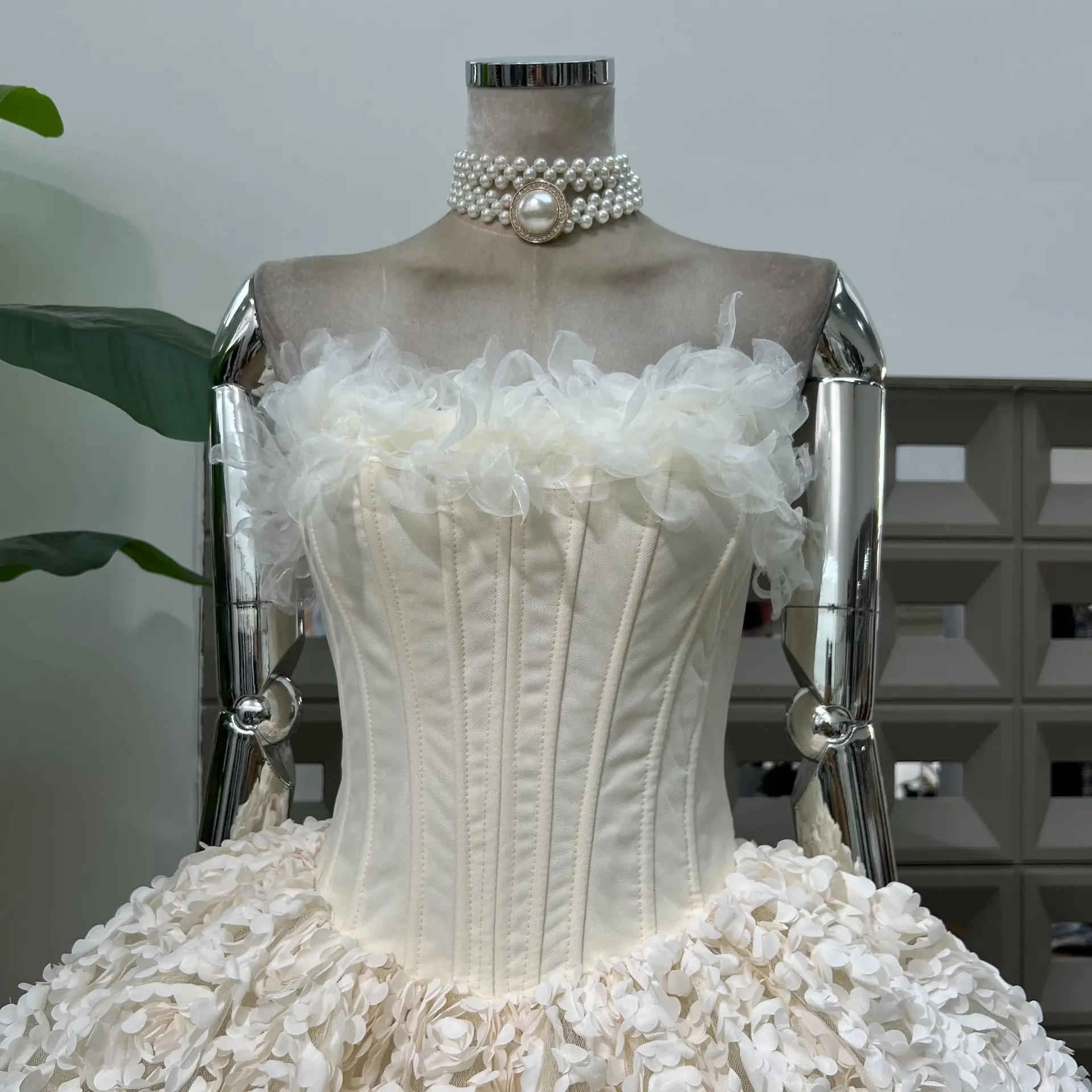 Sexy Strapless Floral Ruffles A Line Mini Dresses for Women Elegant Sleeveless Backless Slim Gowns Party Birthday Cocktail Dress