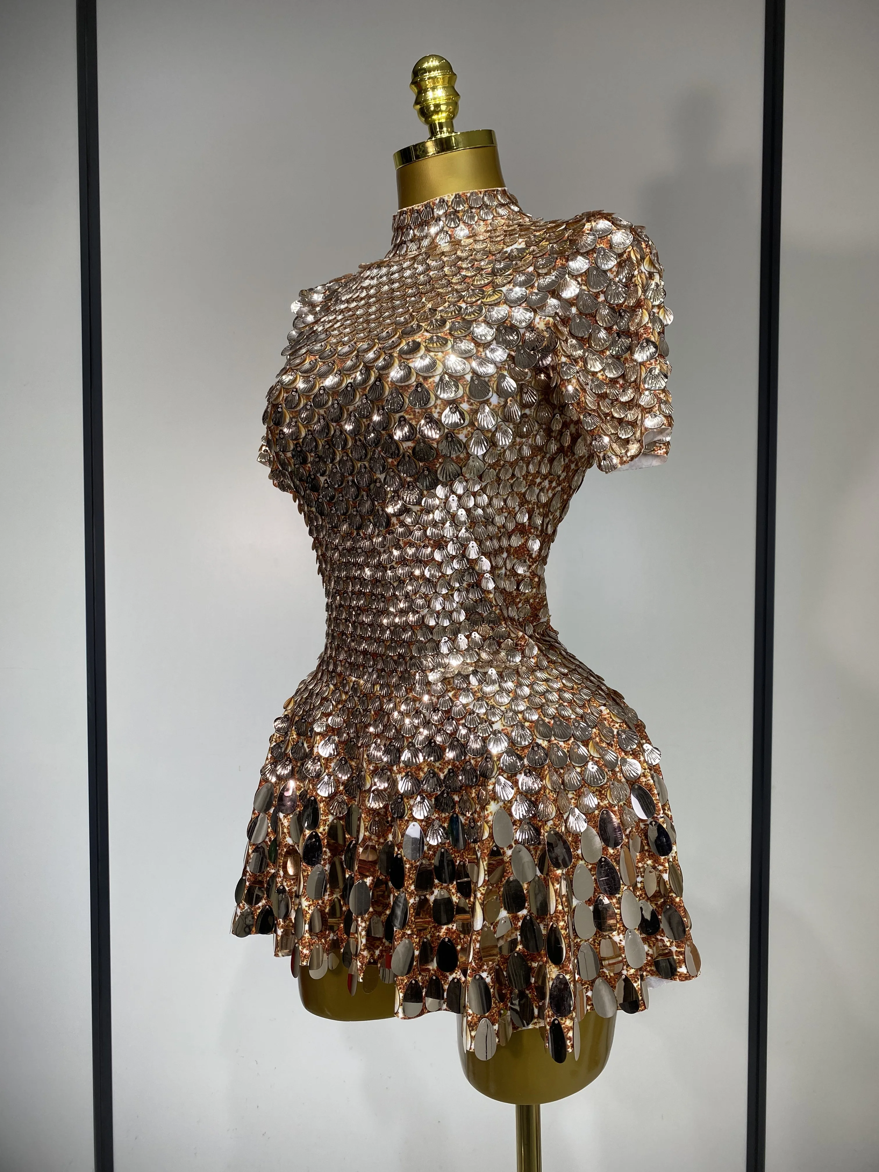 Sparkly Sequins Luxury Birthday Party Gown Short Dress Dancer Stage Performance Wear Women Sexy Nightclub Dress Festival Outfit
