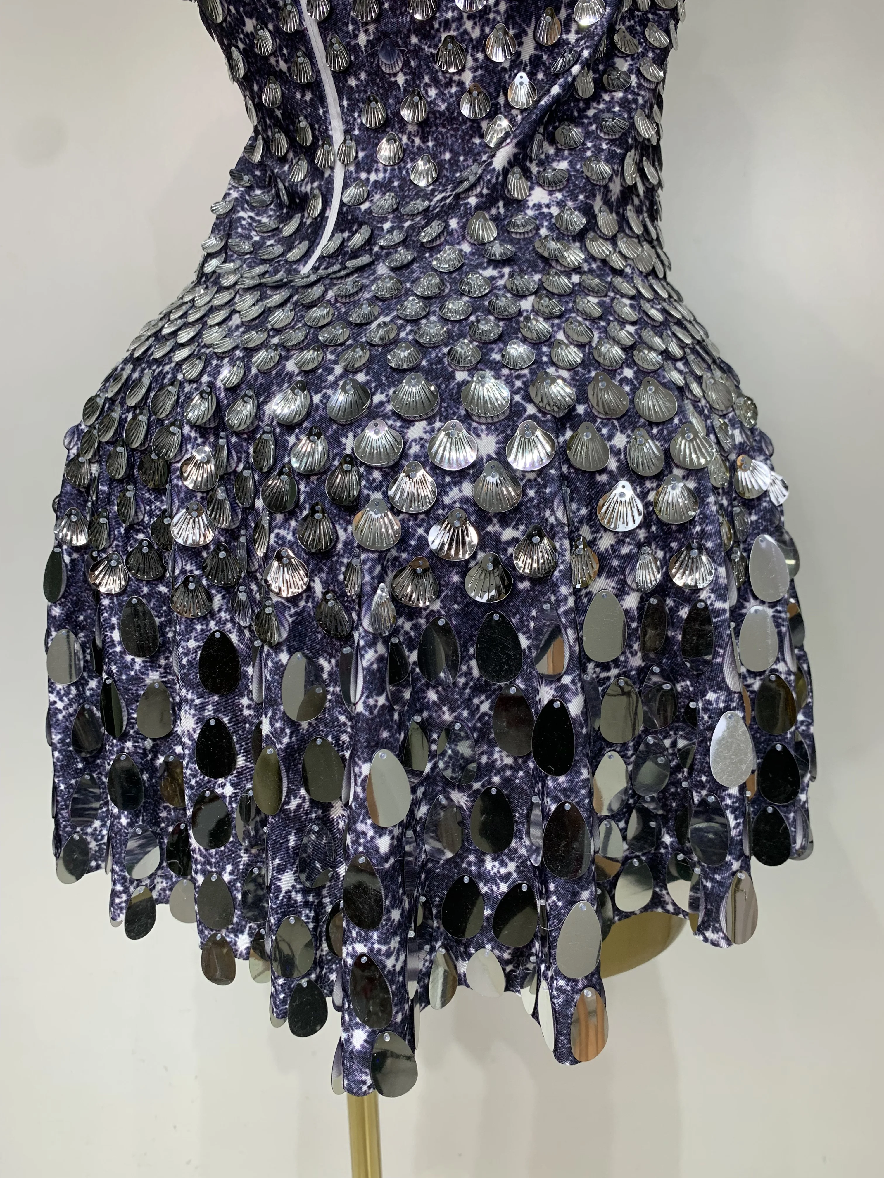 Sparkly Sequins Luxury Birthday Party Gown Short Dress Dancer Stage Performance Wear Women Sexy Nightclub Dress Festival Outfit