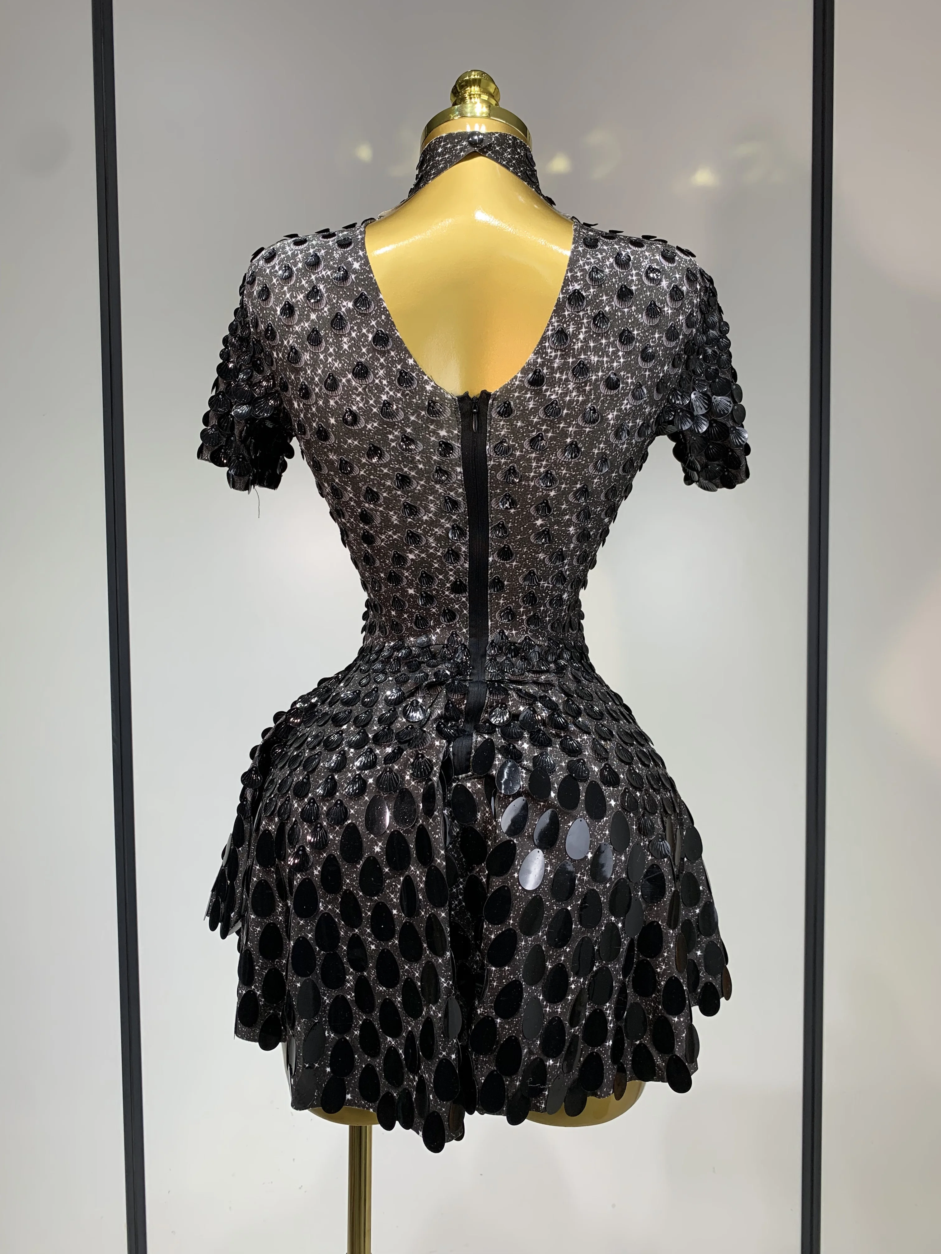 Sparkly Sequins Luxury Birthday Party Gown Short Dress Dancer Stage Performance Wear Women Sexy Nightclub Dress Festival Outfit