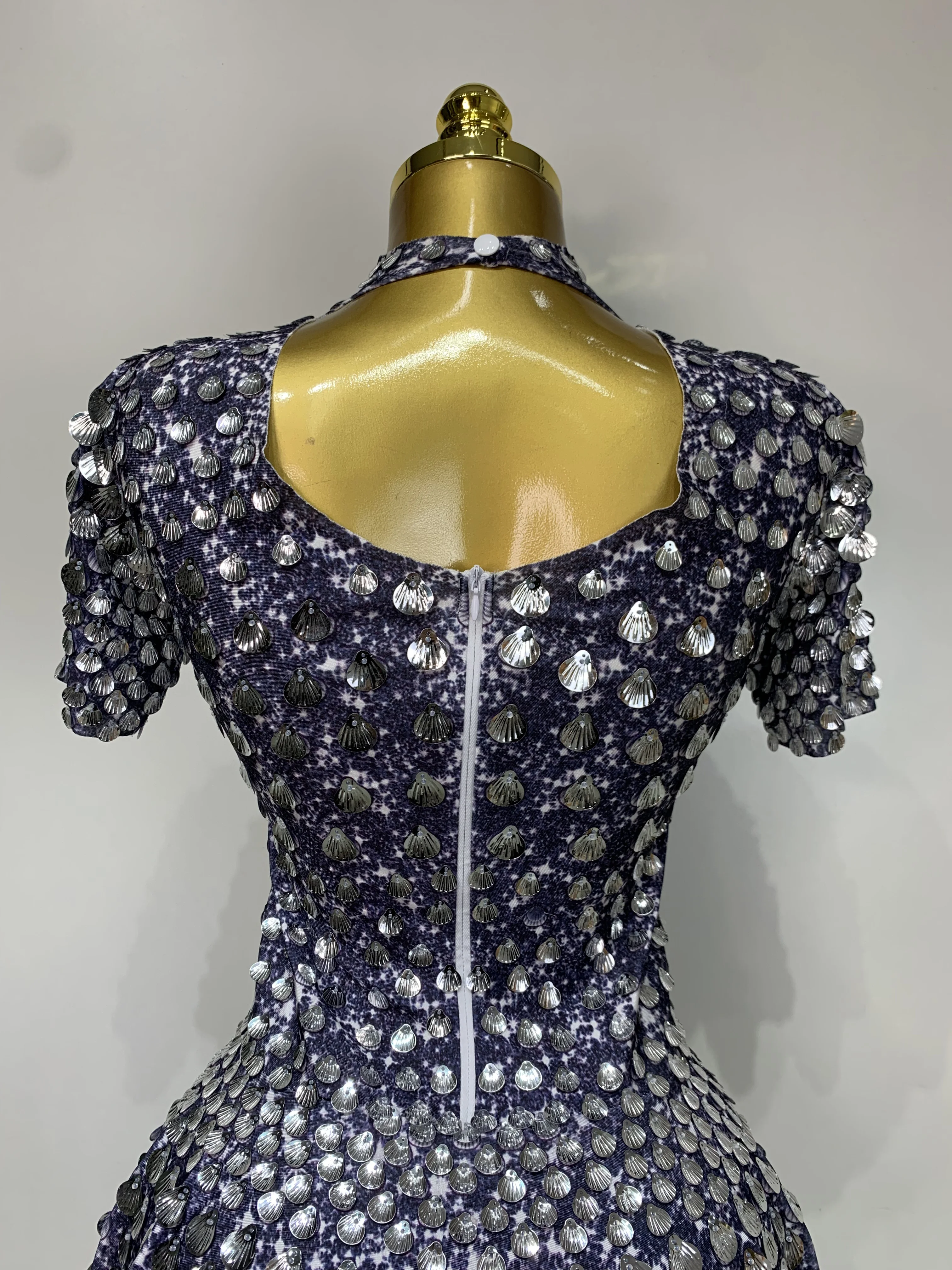 Sparkly Sequins Luxury Birthday Party Gown Short Dress Dancer Stage Performance Wear Women Sexy Nightclub Dress Festival Outfit