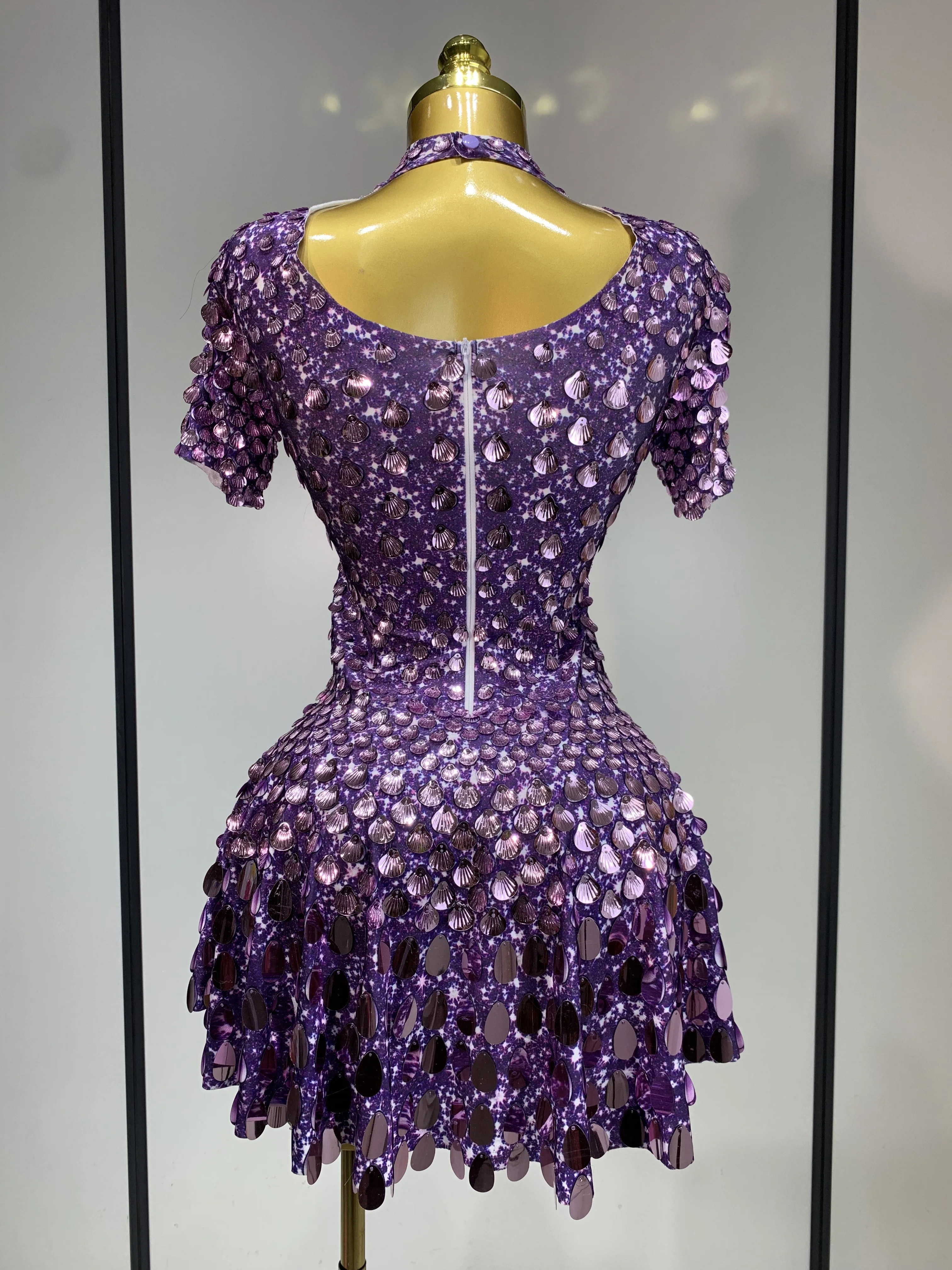 Sparkly Sequins Luxury Birthday Party Gown Short Dress Dancer Stage Performance Wear Women Sexy Nightclub Dress Festival Outfit