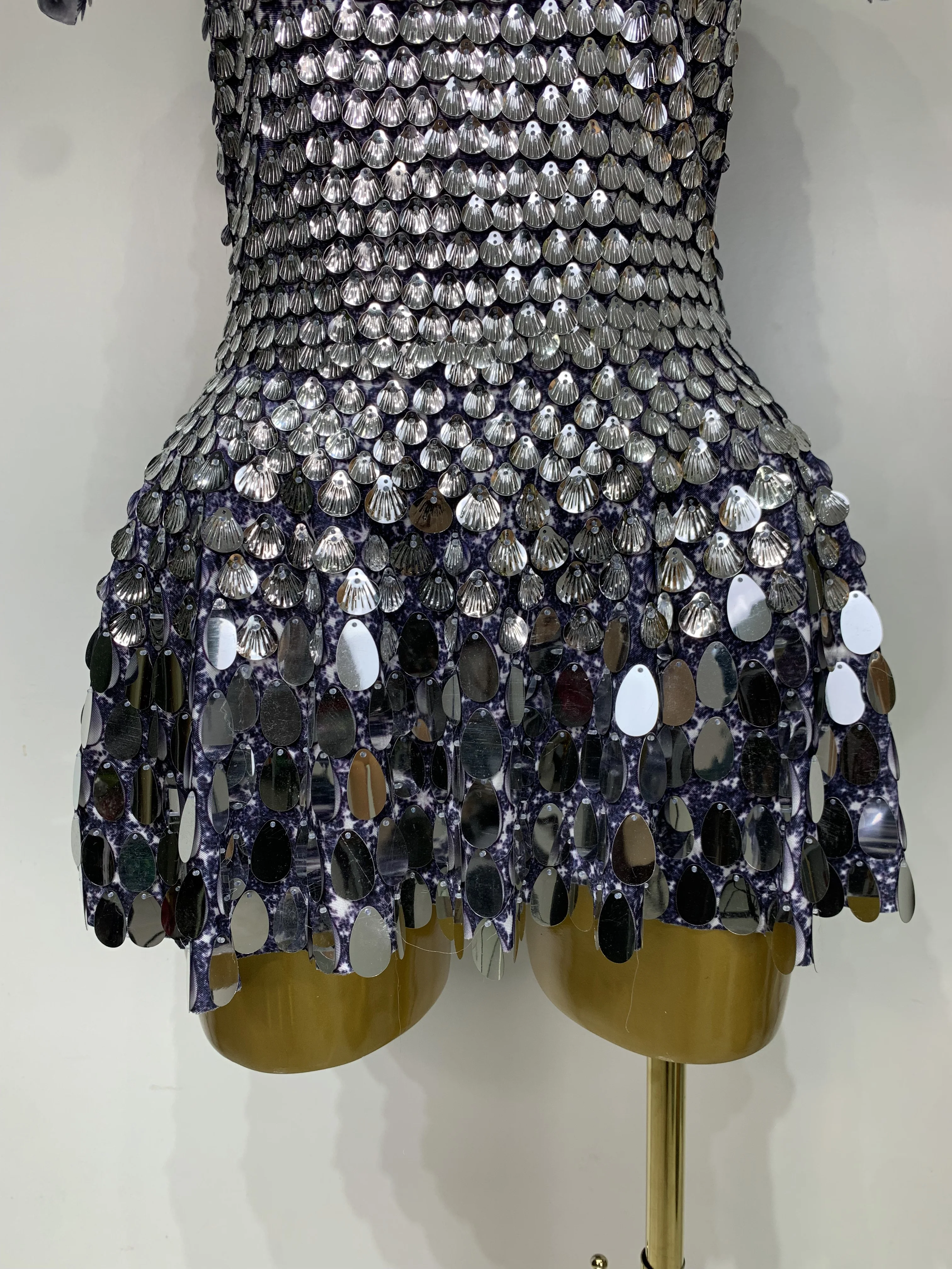 Sparkly Sequins Luxury Birthday Party Gown Short Dress Dancer Stage Performance Wear Women Sexy Nightclub Dress Festival Outfit