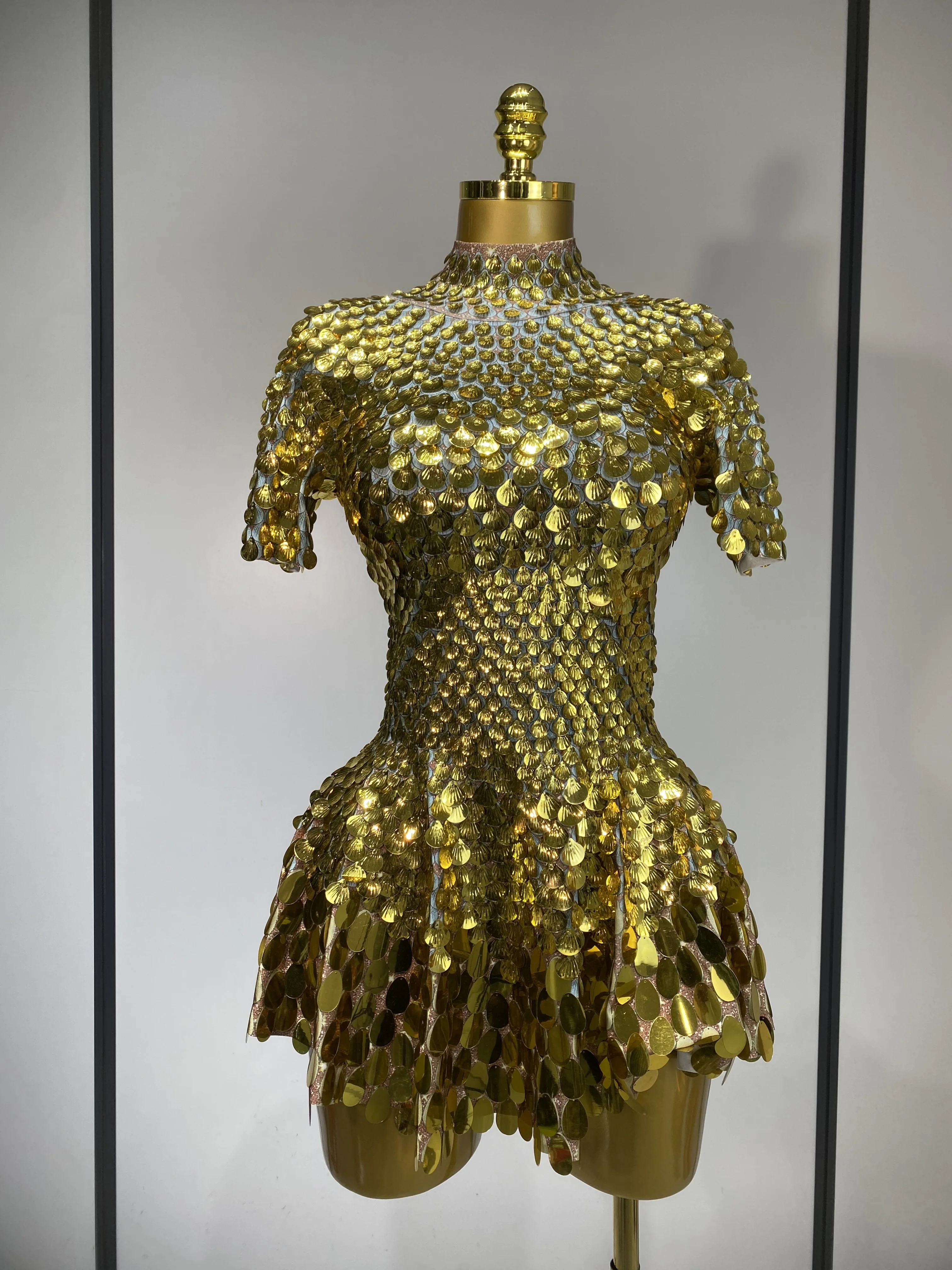 Sparkly Sequins Luxury Birthday Party Gown Short Dress Dancer Stage Performance Wear Women Sexy Nightclub Dress Festival Outfit