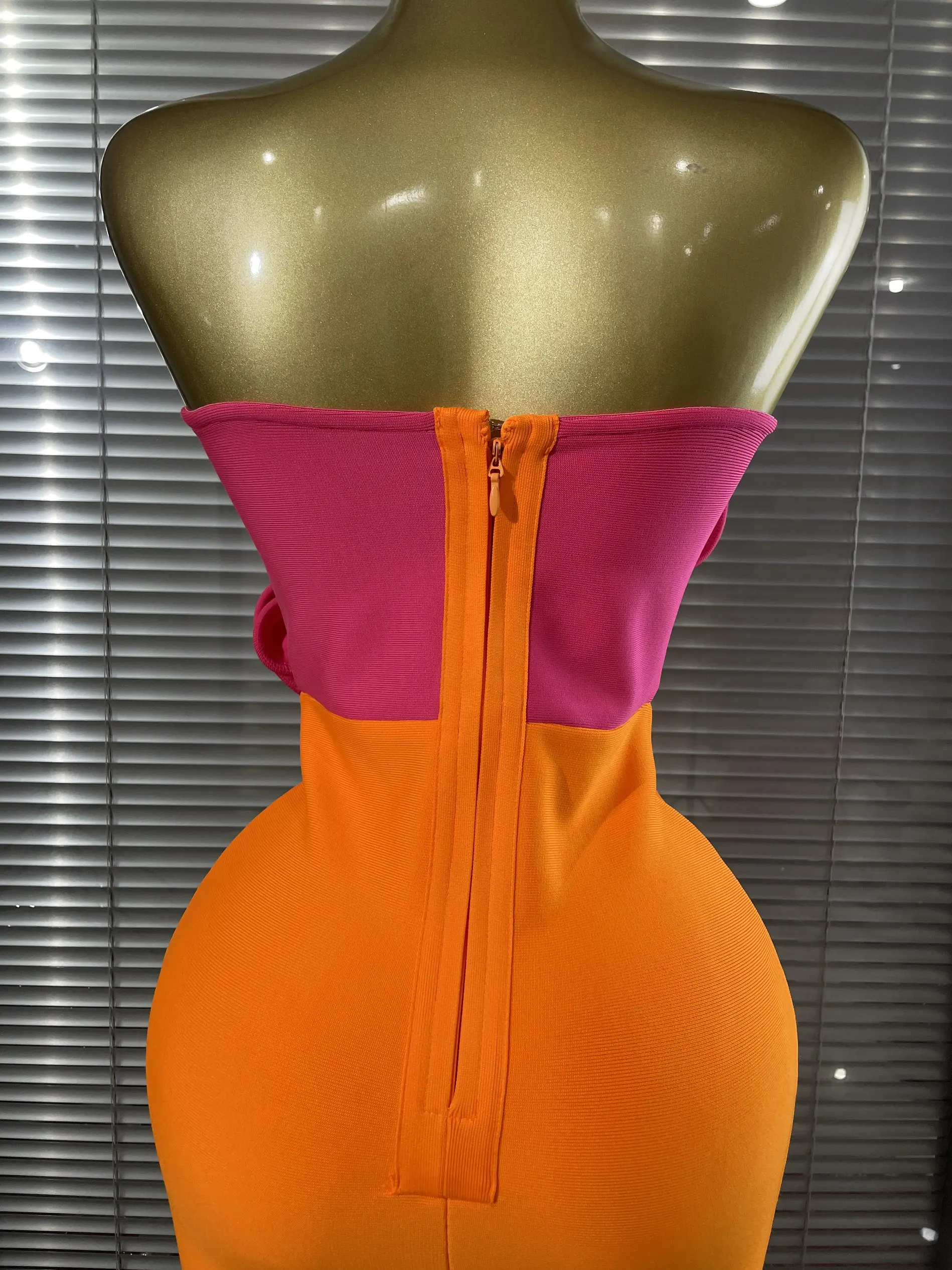 Orange Color Women Sexy Big Florals Shining Rhinestones Bodycon Long Bandage Dress Nightclub Party Bar Singer Show Stage Wear