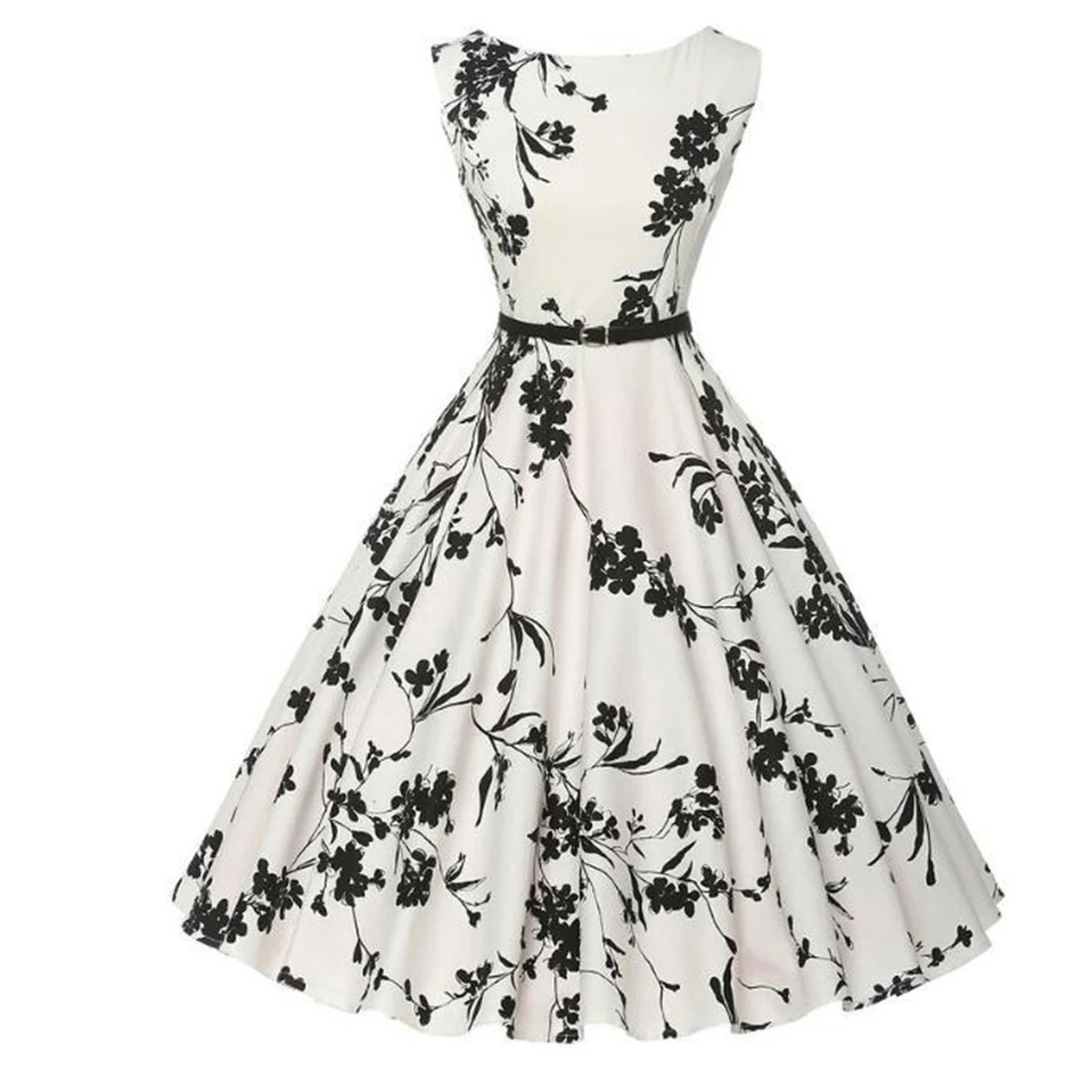 Summer Vestidos Dress Clothing Floral Robe Retro Swing Casual Vintage Rockabilly Dresses